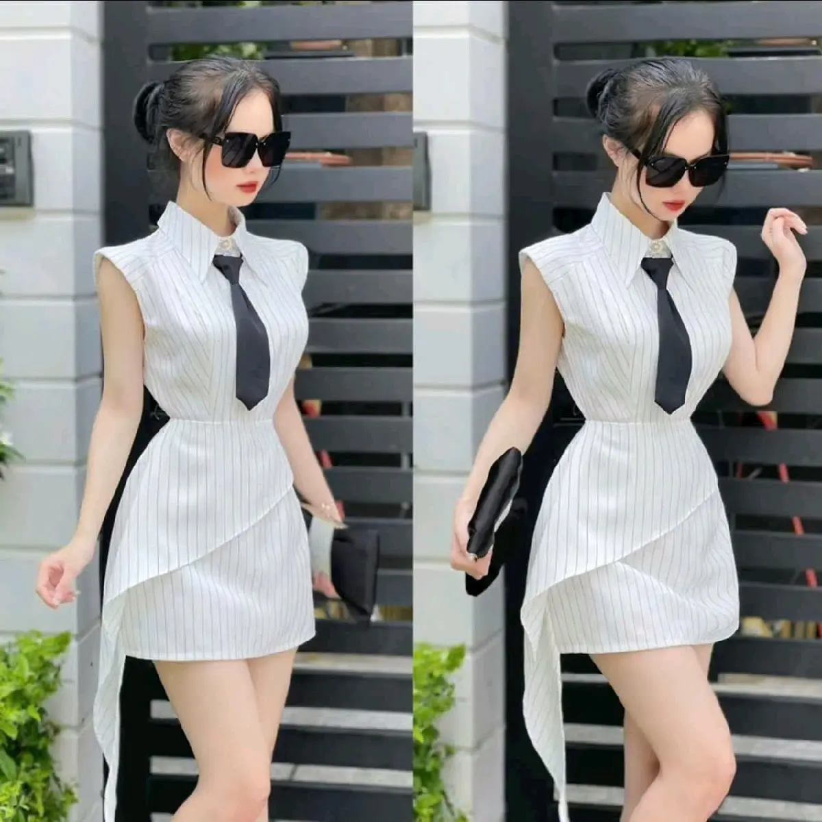 ĐẦM KAKI SỌC (CÓ QUẦN TRONG) Chất liệu : KAKI SỌC