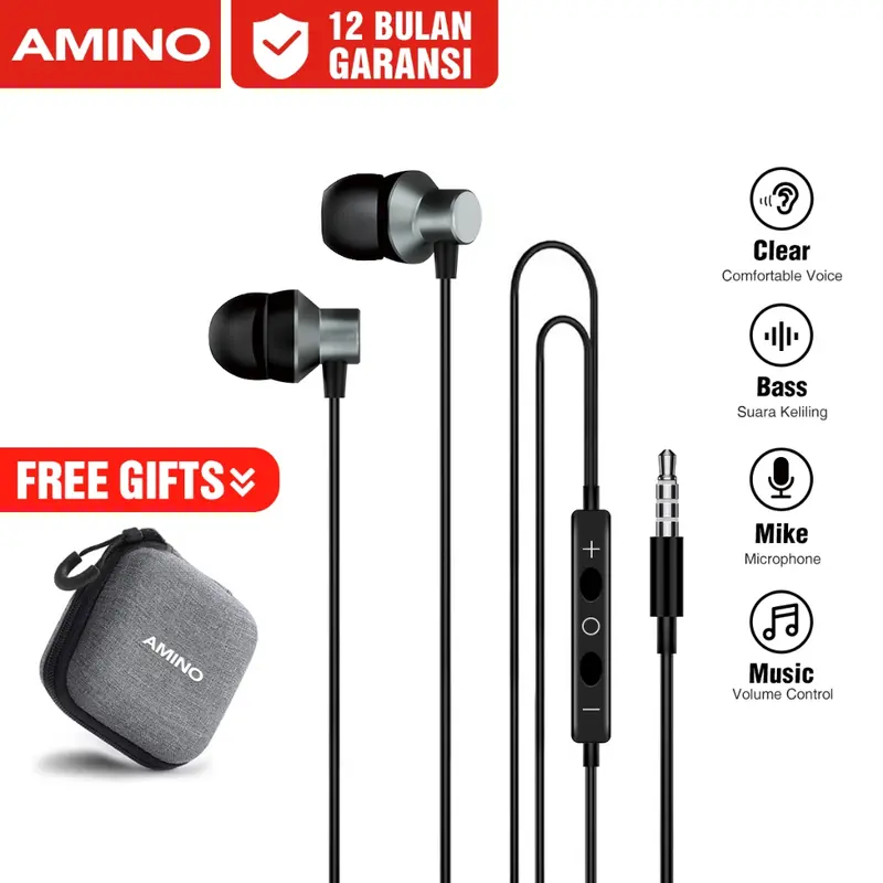 AMINO Wired In Ear Metal Earphone EP06 Headset Strong Material