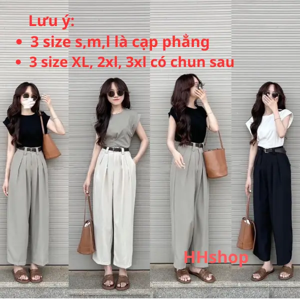 Quần baggi ống xuông cạp cao cao cấp-hhshop quần nữ Lưng Cao ống rộng dáng baggy
