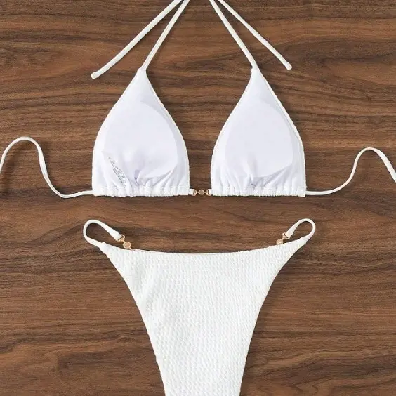 Bikini Gợi Cảm, Xu Hướng Phong Cách Châu Âu Và Mỹ, Dây Đeo Cổ, Dây Xẻ Tà, Với Các Điểm Nhấn Của Suối Nước Nóng, Có Ngày: 2025 1