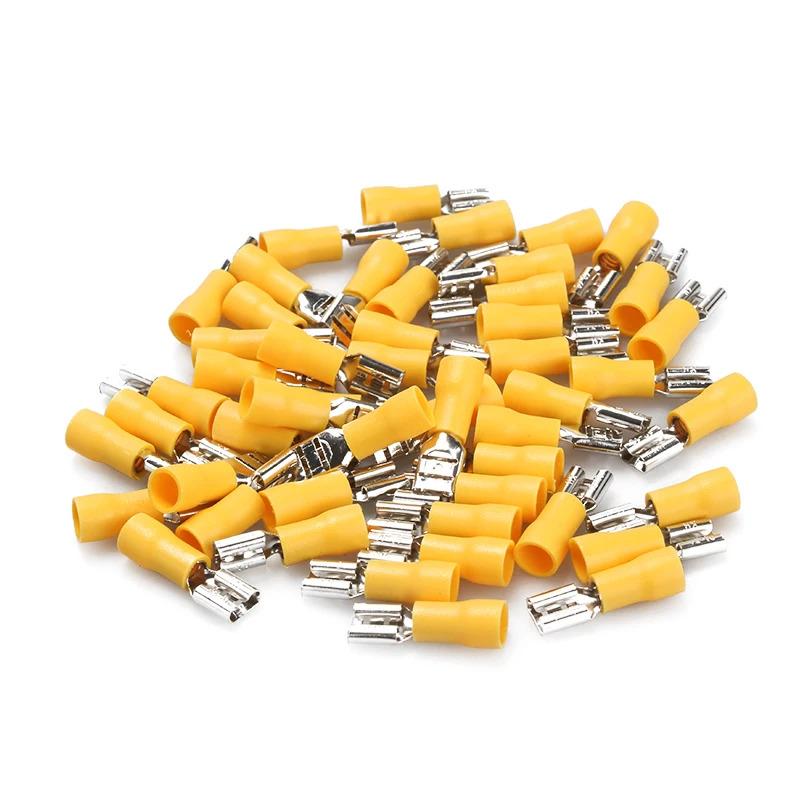 Thiết Bị Đầu Cuối uốn Nữ Điện, 50 Cái, 2,8mm, 4,8mm, 6,3mm, Niêm Phong Cách Dây Xẻ Hình Máng Cưa, Bộ Thiết Bị Đầu Cuối uốn 3