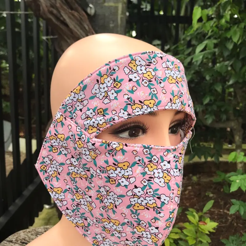 3 cái-  Khẩu trang vải nữ ninja tròn che kín mặt , che trán chống tia uv, hoạ tiết bông- giao ngẫu nhiên- Hoa Phụ Kiện Nữ Accessories Women bịt kín chừa 2 mắt 5