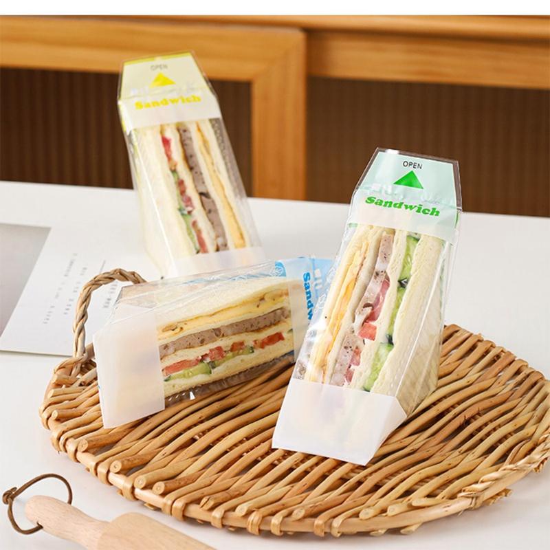 Túi Đóng Gói Bánh Sandwich Dùng Một Lần, Chất Liệu Nhựa, 100 Chiếc, Hộp Đựng Bánh Sandwich, Dễ Rách, Trong Suốt, Giấy Gói Bánh Sandwich, Túi Bánh Mì Tam Giác In, Thích Hợp Cho Đám Cưới