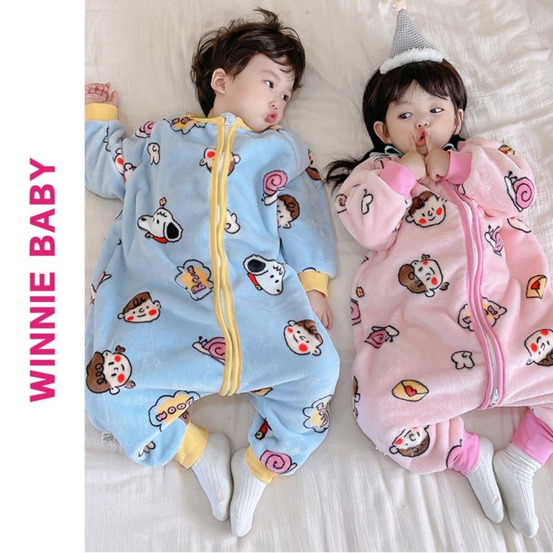 [SIÊU ẤM] Túi Ngủ Cho Bé Lông Tuyết Mềm Mại Dài Tay, Bộ Đồ Ngủ Liền Thân Có Khóa Kéo Giữ Ấm Mùa Đông Kiểu Dáng Mới 2025 Bé gái Bé trai