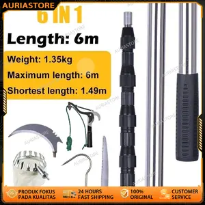 【Aksesoris/Set】6M Tongkat Panjang Untuk Petik Buah metal fruit picker / Gergaji Pemangkasan Cabang Ranting Dahan Benalu Tiang Tongkat Teleskopik