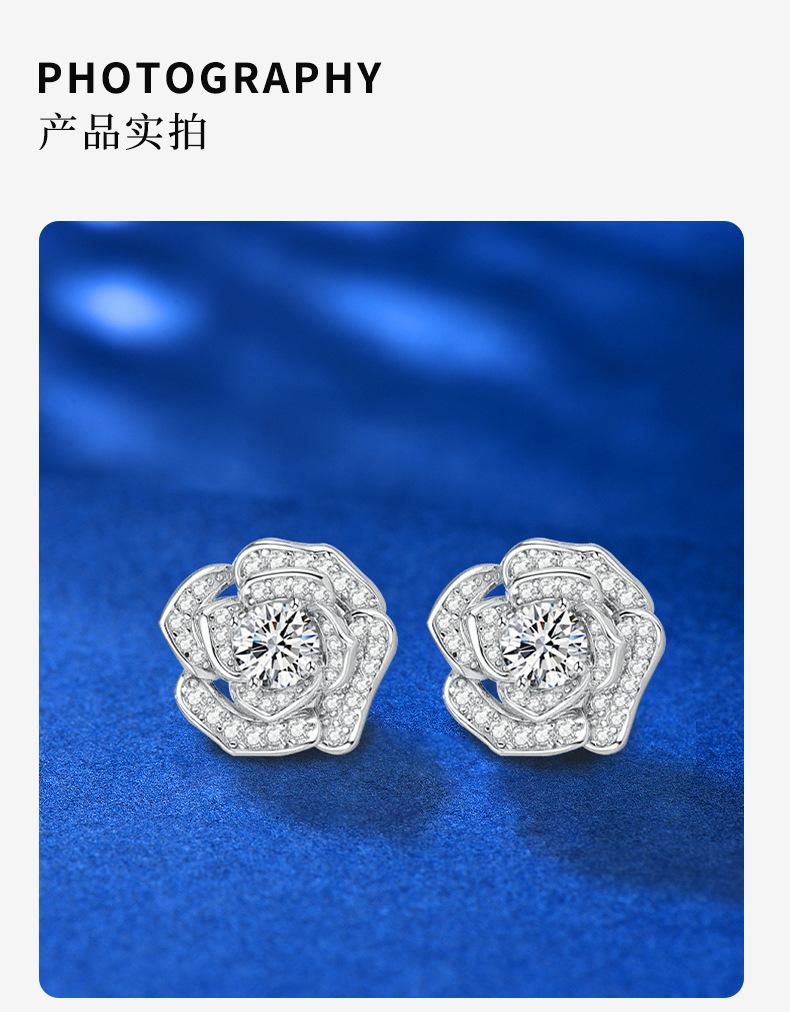 Product Introduction of S925 Sterling Silver Earrings Moissanite Studs for Women Ins Style Light Luxury Niche Design High-end Earrings In Stock 6