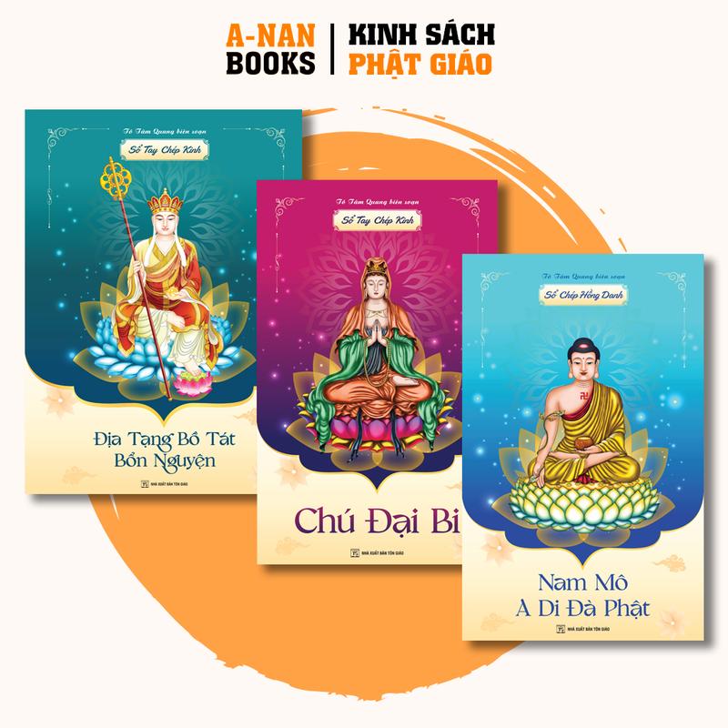  Bộ 3 Vở chép Sổ chép kinh in mờ cao cấp Kinh Địa Tạng Chú Đại Bi Hồng Danh Phật  TẶNG BÚT  - Tô Tâm Quang Biên Soạn 