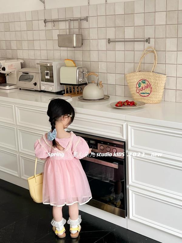 [SALE LẺ SIZE] Váy công chúa nơ sau phối ren đen/hồng 12-24kg 4