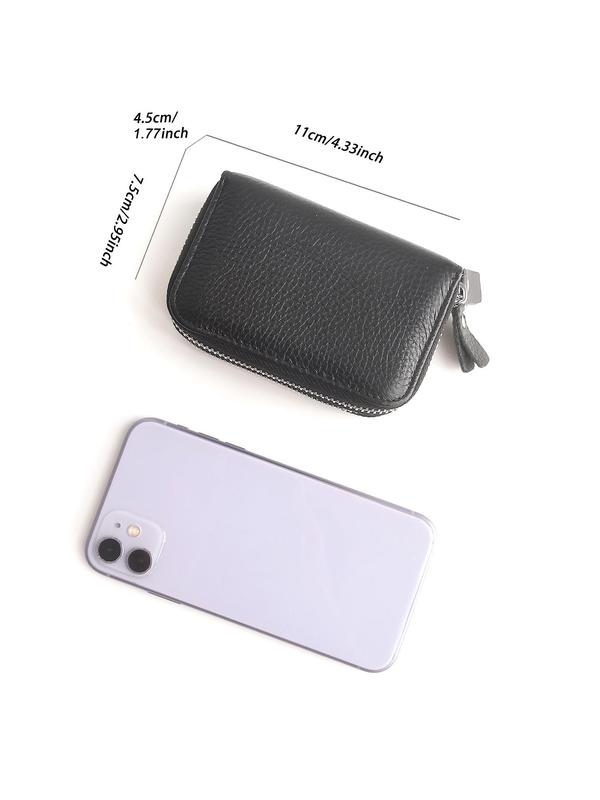 Women's Genuine Leather Wallet, Solid Color Zipper Card Holder, RFID Blocking Anti-theft Short Wallet, Fashionable Multi Card Slot Card Holder for Women & Girls, Small Purse for Daily Used 5