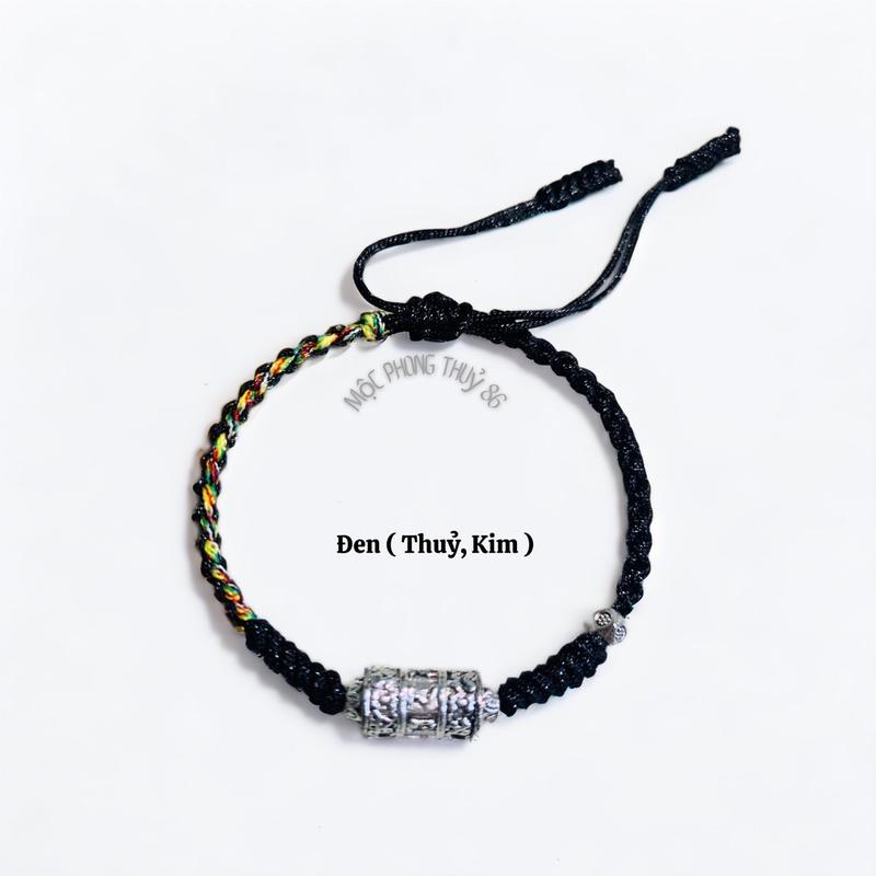 Vòng Tay Nam Nữ Theo Mệnh Mix Chỉ Ngũ Sắc May Mắn Charm Trụ Om Mani - Phụ Kiện Đeo Tay vòng phong thủy