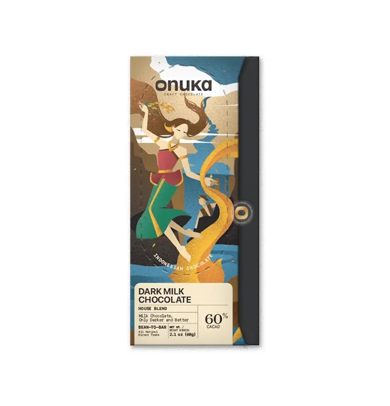 Onuka 60% Dark Milk Chocolate Bar / Coklat Asli Rendah Gula 0