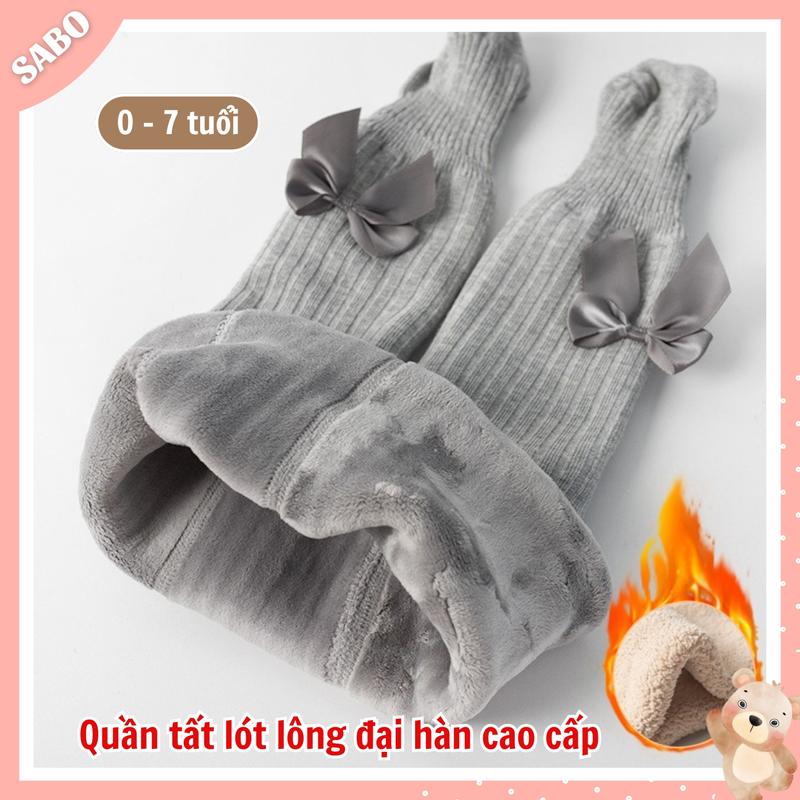(KO TĂNG SIZE) Quần Tất LÓT LÔNG Liền Bàn Đính Nơ Dày Ấm QL1 Cho Bé 0-7 Tuổi, Quần Tất Lót Lông Nhung Giữ Ấm Mặc Đại Hàn