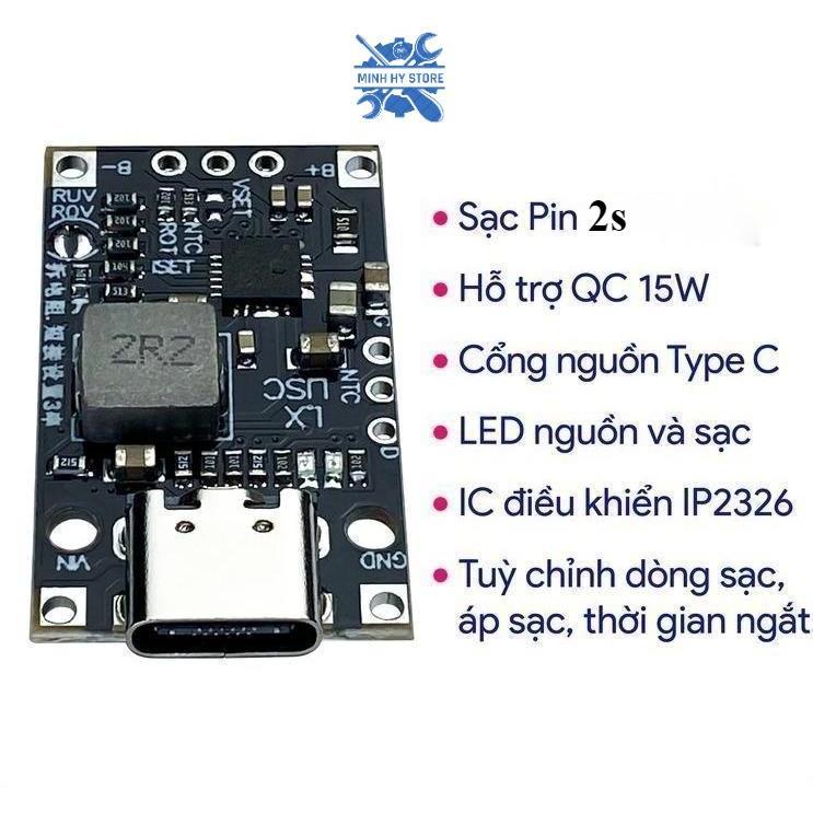 Mạch sạc pin 2s Type C hỗ trợ sạc nhanh 15W