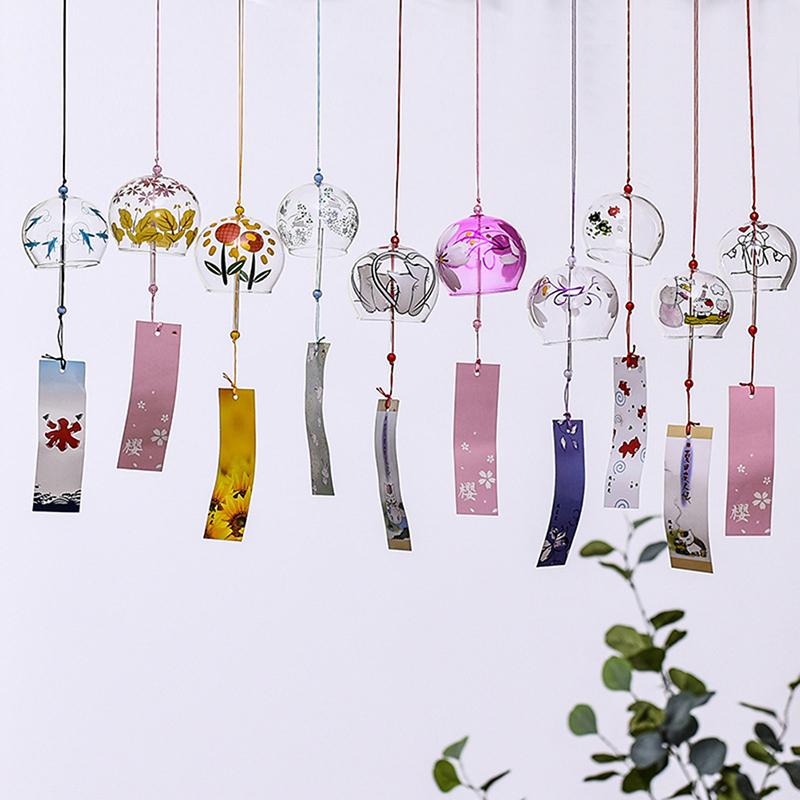 Chuông Gió Nhật Bản, 1 Chiếc, Chuông Gió Furin Thủy Tinh Thủ Công, Trang Trí Nhà Cửa Và Văn Phòng 2