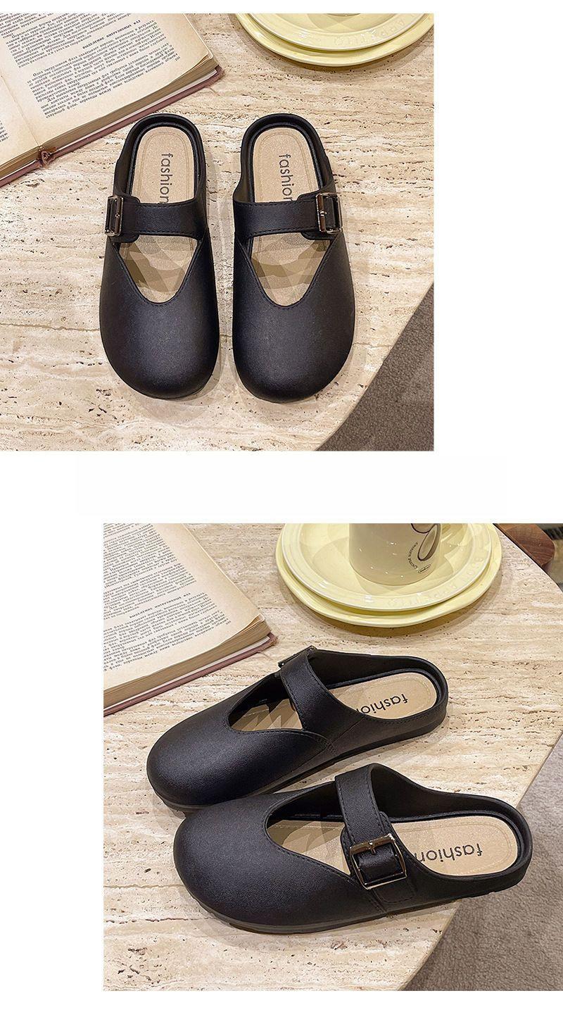 Product Introduction of New Soft Bottom Increase All-Match Closed Toe Half Slippers Slip-on Lazybones' Shoes Birkenstock Women's Outer Wear 26