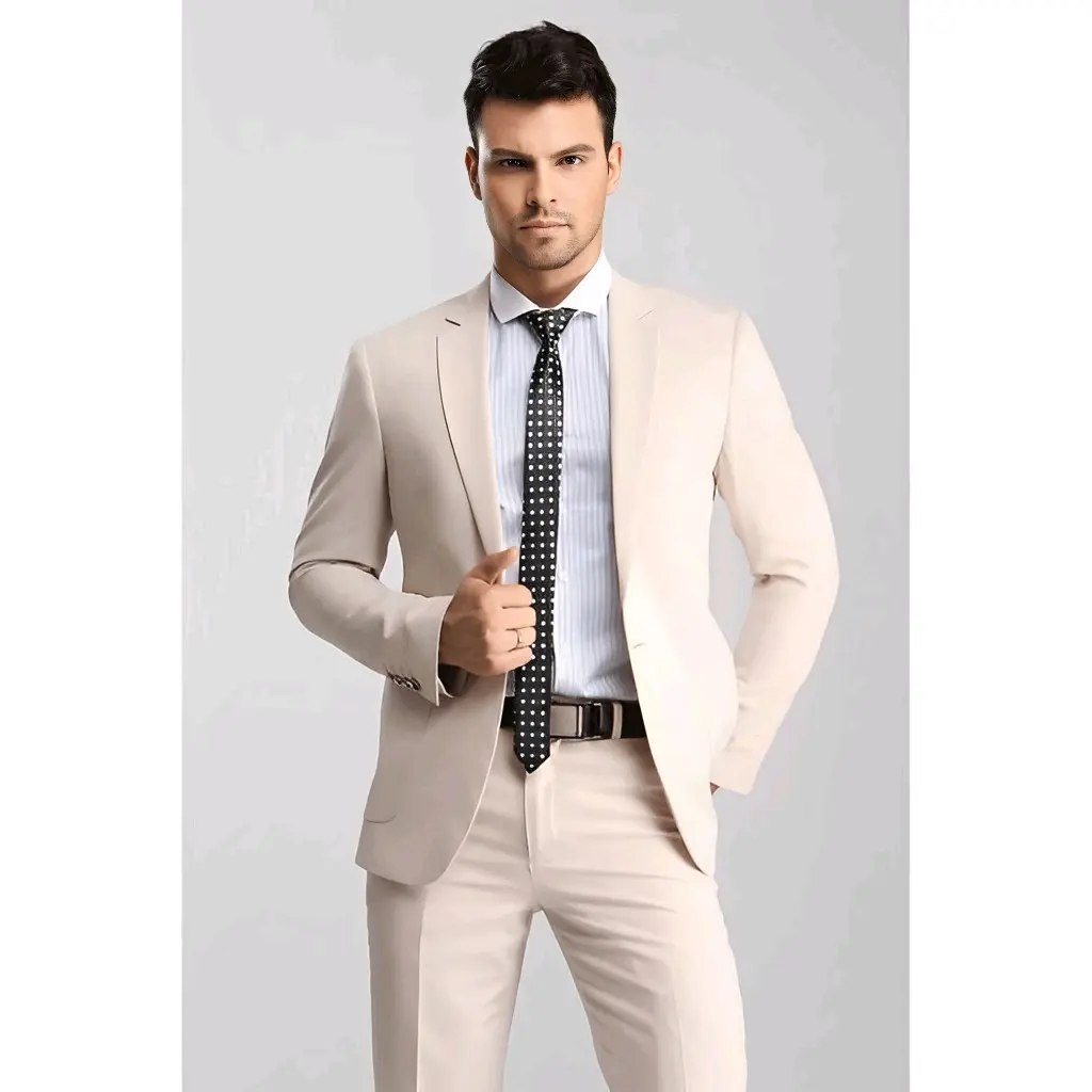 Jas Blazer Pria Cream One Set / Setelan Jas Resmi Cream Jas Nikahan Jas Formal Wisuda