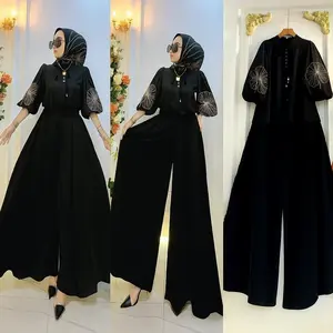 One Set Motif Bunga Bordir Setelan Terbaru Katun Premium