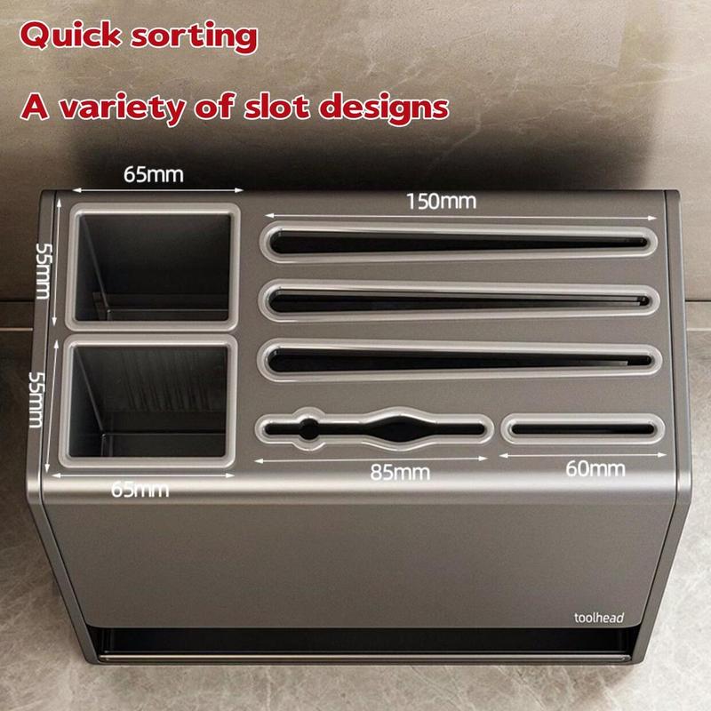 【SG Local Seller】Knife Holder Organizer Stainless Steel Rack This multifunctional kitchen storage rack with Utensil (gun gray) 2