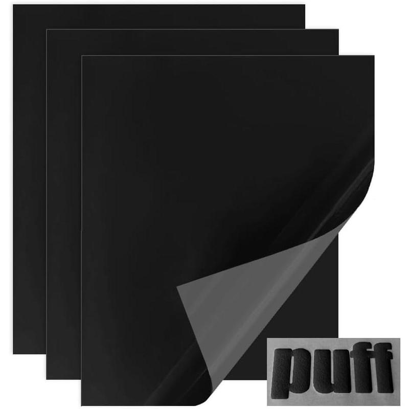 Black Puff Vinyl Heat Transfer, 3 count Black Puff HTV Vinyl for T ...