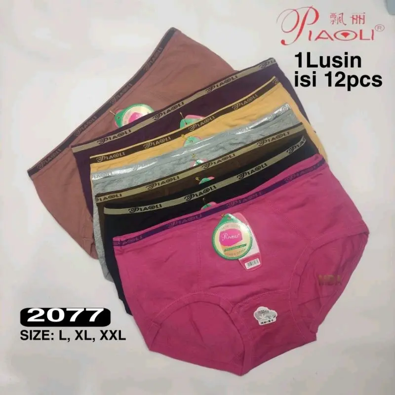 1 lusin- celana dalam wanita piaoli 2077 karet motif bahan katun poliester/ cd piaoli perempuan dewasa / celana dalam wanita dewasa piaoli bahan cotton lembut halus adem nyaman di pakai bahan Tebal Art:2077 1