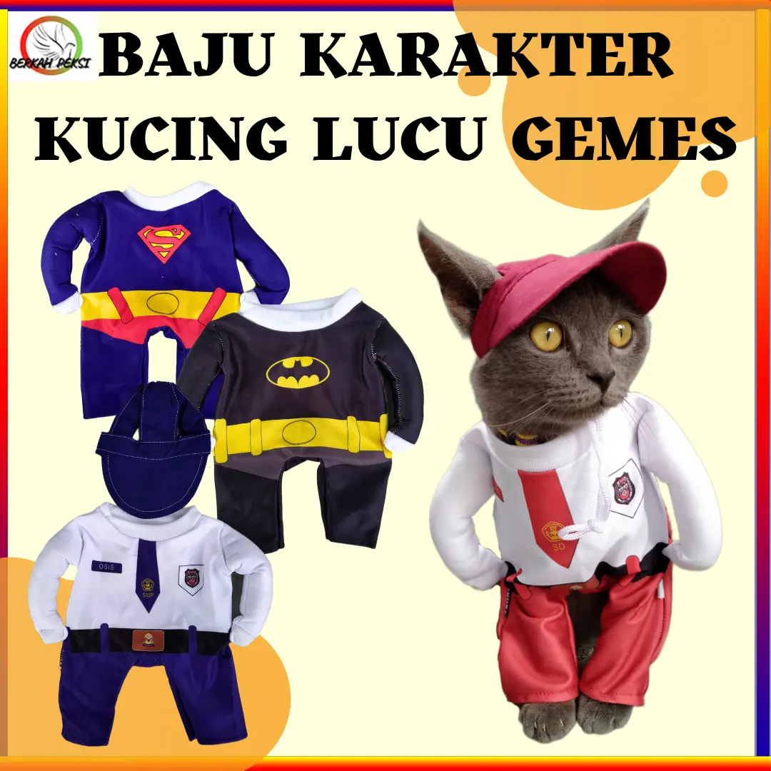 BAJU KUCING KARAKTER SERAGAM SEKOLAH SUPERHERO GRAB GOJEK LUCU GEMES
