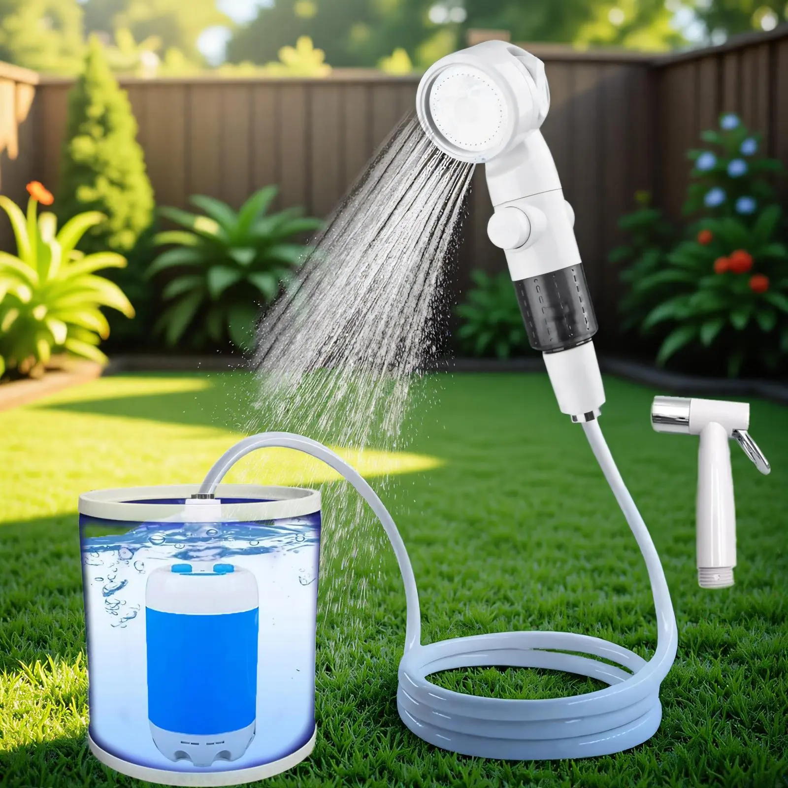 Rechargeable Water Pump Set, Portable Outdoor Travel Pet Cleaning Equipment, Multifunctional Garden Drainage Tool Set, Garden Accessories, Car Accessories