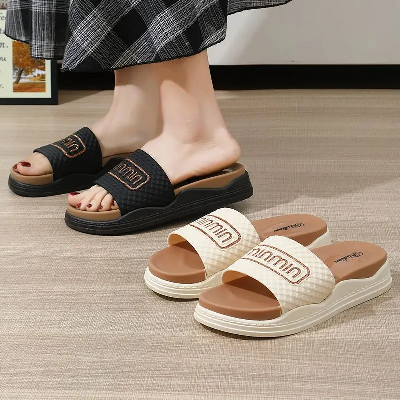Women's Fashion Thick-Soled Lightweight Non-Slip Waterproof Melard Casual Elegant Slippers Walking Shoes Footwear