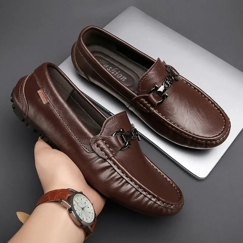 Giày Lười Gommino, Phong Cách Sang Trọng Ý, Da Thật, Đế Mềm, Dành Cho Nam Giới, Giày Lười, Thường Ngày Và Dễ Phối Đồ Giày Lái Xe 6