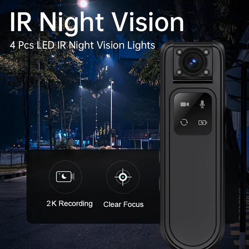 2K Ultra HD Sport Camera Wearable Portable Body Camera Infrared Night Vision Home Security Video Recorder 128G Memory Card Outdoor Camera Dash Cam Car Motorcycle 2