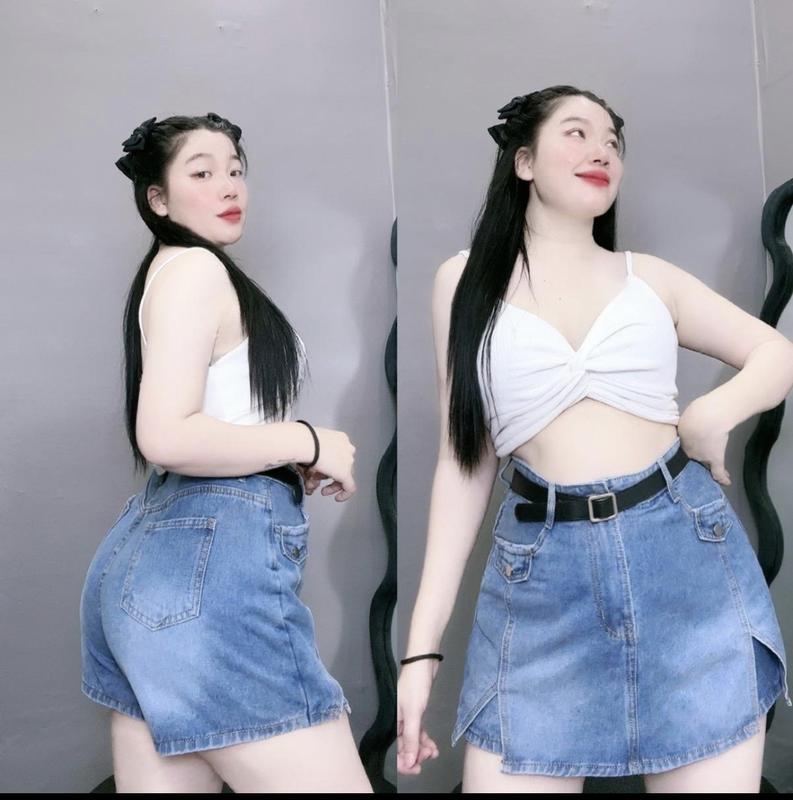 Quần giả váy Jean Bigsize Nữ chất mềm dáng chữ A lưng cao tôn dáng không co giãn GV3