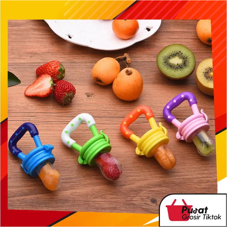 BISA COD B5017 Empeng Buah Bayi / Dot Buah Bayi / Fresh Fruit Feeder / Gigitan Mpasi / Fruit Pacifier Biru Kuning Pink 0