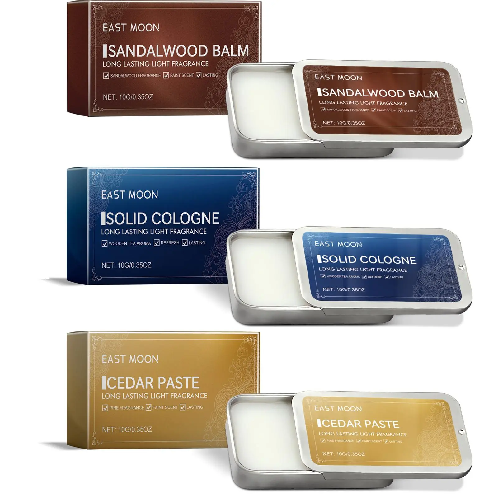 Men's Solid Fragrance Balm, 1/3 Counts Portable Long Lasting Fragrance Balm, Fragrance Gift for Men, Scented Body Care Product for Daily Use