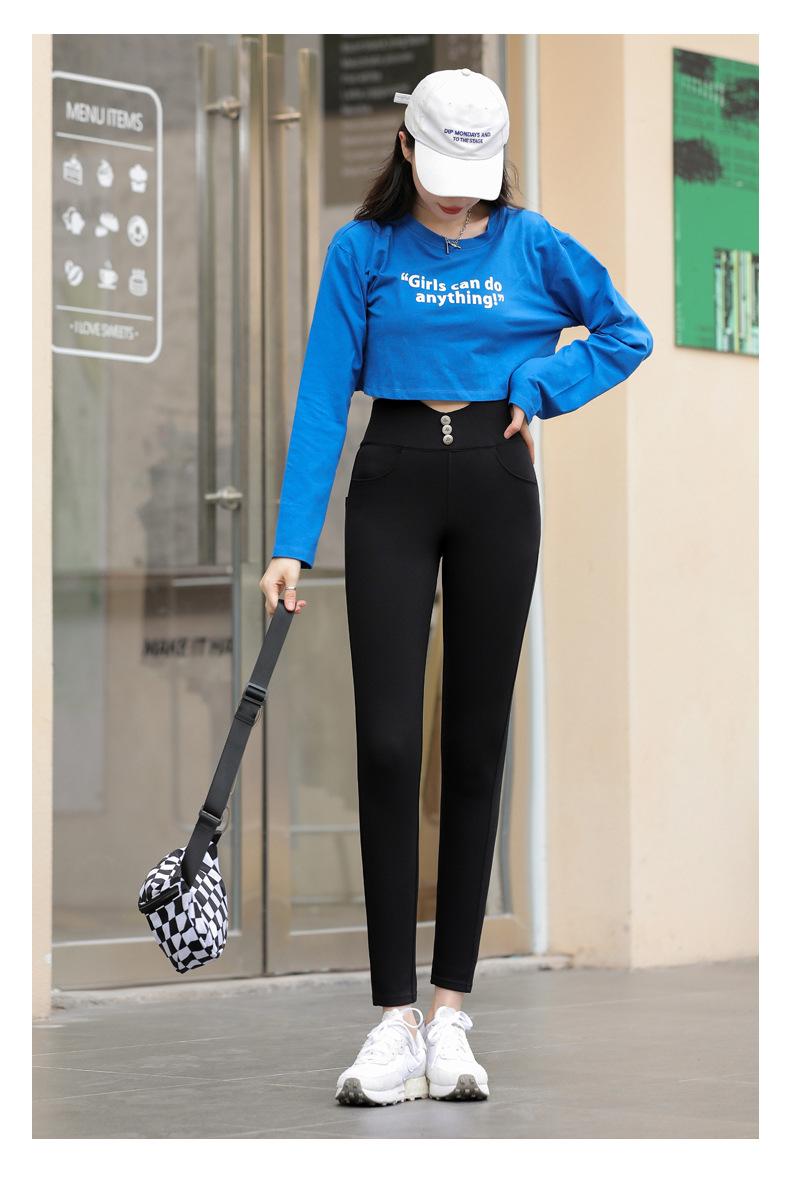 Product Introduction of Spring Large Size Korean Style Slimming High Waist Black Leggings Women's Outer Wear High Elastic Magic Pants Womenswear Bottom 12