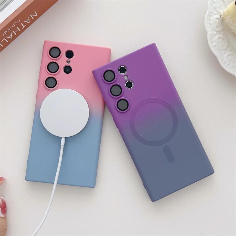 Product Introduction of Ốp Gradient Sạc Không Dây Từ Tính, Dành Cho Samsung Galaxy S24, S23, S22, S21, S20 Ultra, FE Plus 5G, Tương Thích Với Magsafe, Được Làm Bằng Silicon Lỏng, Ốp 1