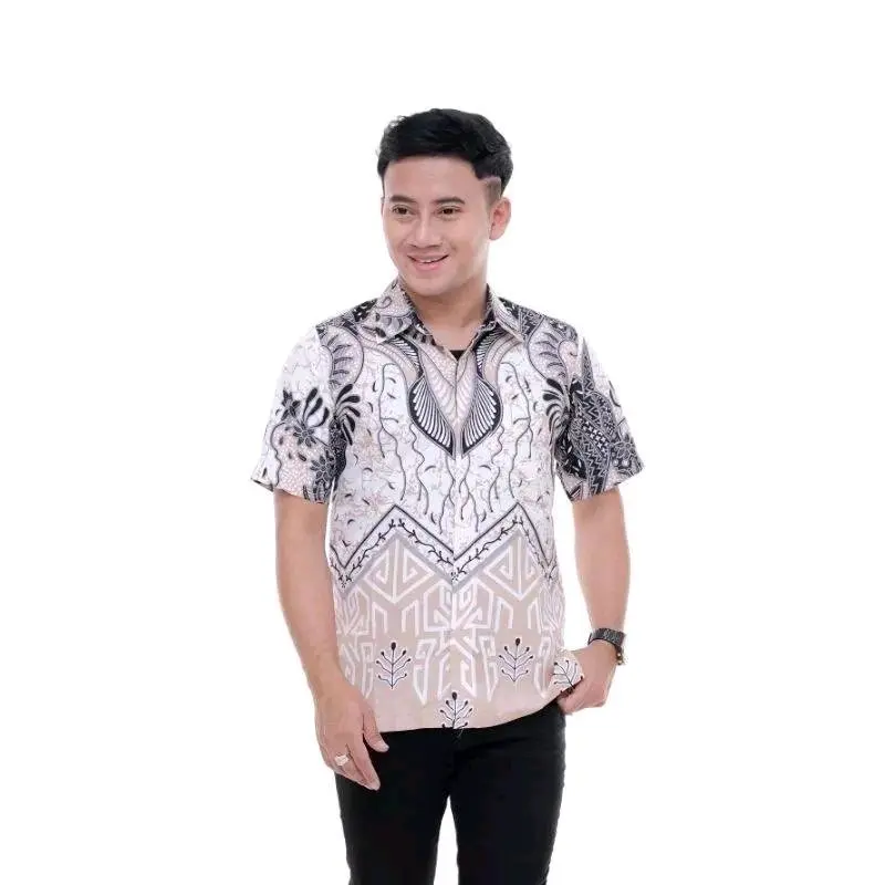 LAKUNA BATIK Baju batik pria dewasa modern baju batik cowok lengan pendek bahan Katun Nyaman Hem 6