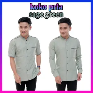 Baju Koko  eksklusiv terbaru Katun Muslim Nyaman Pria Dewasa Polos
