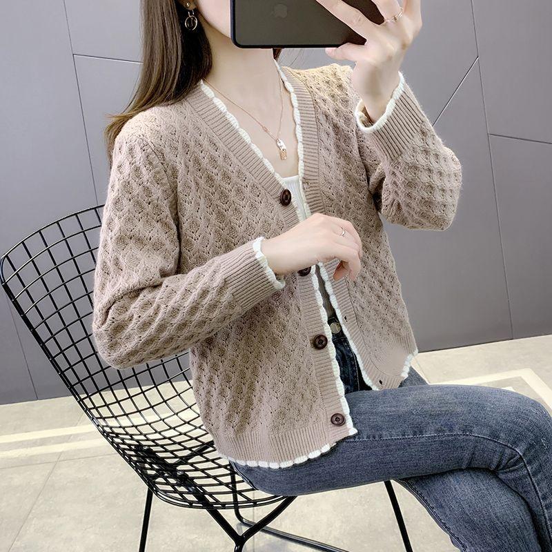Áo Cardigan Dệt Kim, Phong Cách Cổ Điển, Mỏng, Thích Hợp Cho Mùa Xuân Và Mùa Thu, Áo Nữ, Hàng Mới Về 2023, Phong Cách Hàn Quốc, Dáng Rộng Vừa Vặn, Dễ Phối Đồ, Áo Khoác Len Phong Cách Phương Tây Women Top Nhung Dài Tay 1