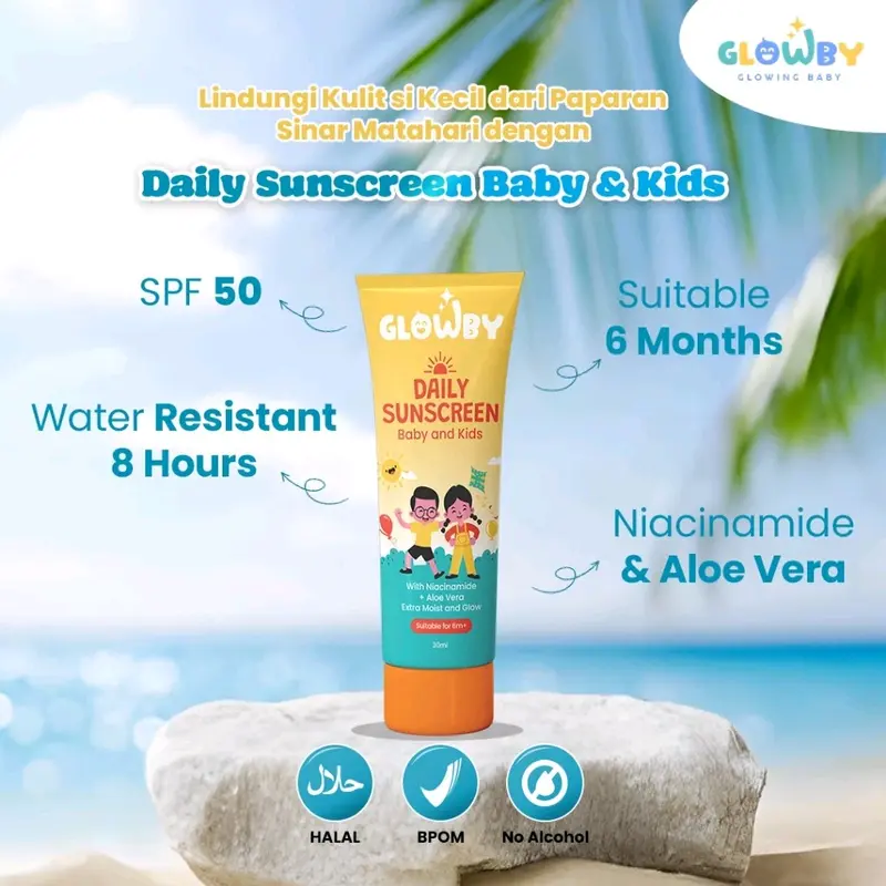 (Glowby) Daily Sunscreen Wajah dan Badan 2 Pcs Spf 50 30 ml Mencerahkan dengan Niacinamide 3