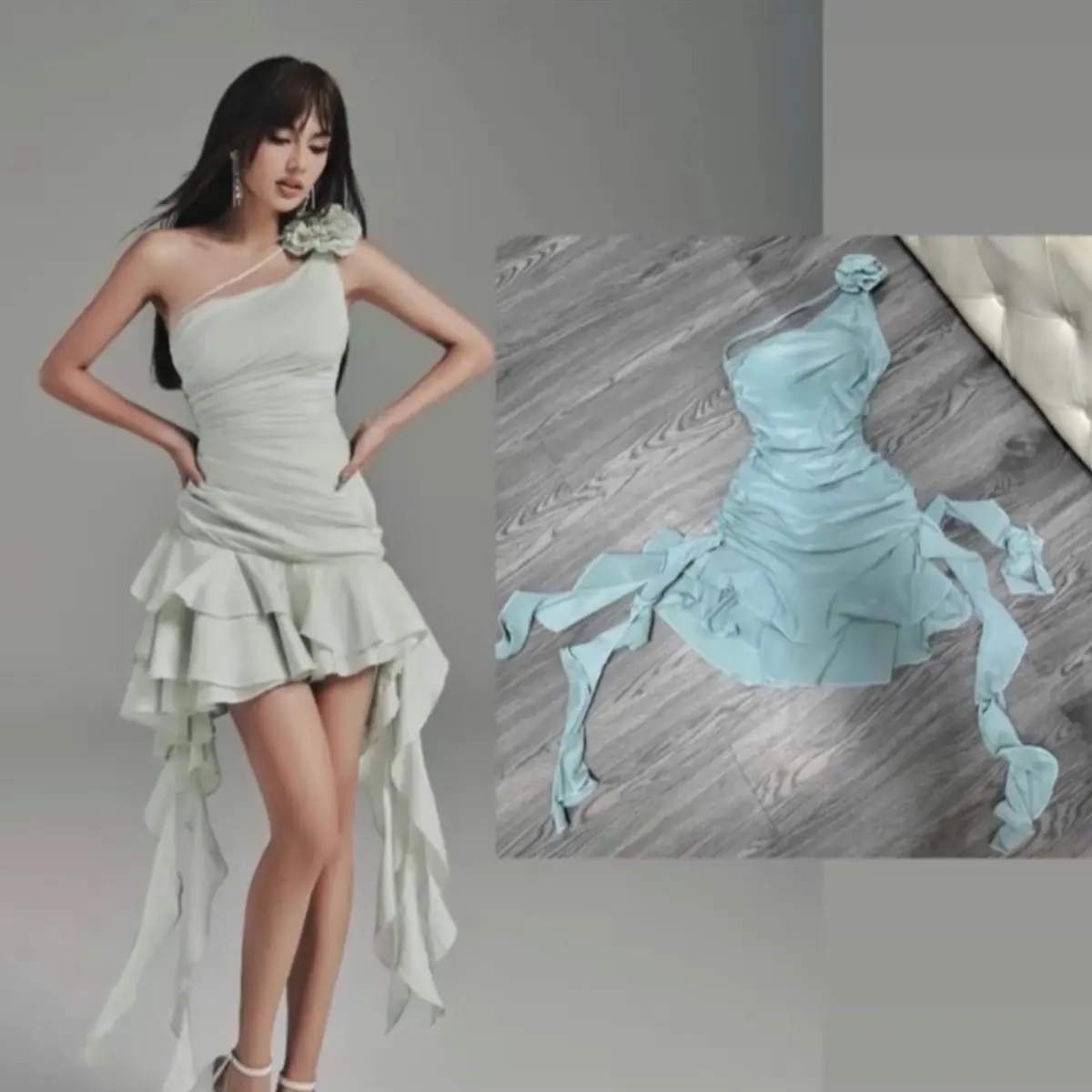 D01 ĐẦM BODY LỆCH VAI NHÚNG EO