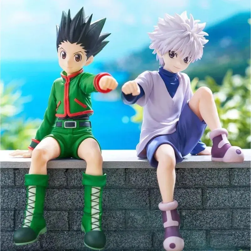 12cm Anime Hunter x Hunter Killua Zoldyck Figura Aksi Noodle Stopper Gon Freecss Duduk Model Mainan Hadiah Kanak-kanak Lelaki GK Toy