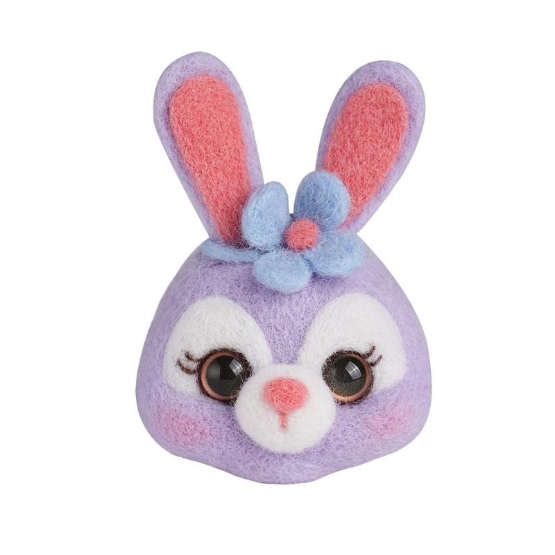Wool Felt Poking Fun Cute Animal Bunny DIY Craft Kit Doll Birthday Gift Keychain Student Adult Handmade Toy 8