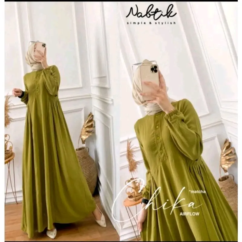 GAMIS CIKA LAGI VIRAL UKURAN JUMBO XXL LD 120 CM CRINKLE Polos Wanita Muslim Nyaman 6
