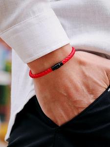 Pulsera trenzada con diseño de hebilla magnética, estilo simple y color liso para hombres y mujeres, accesorios de moda para uso diario