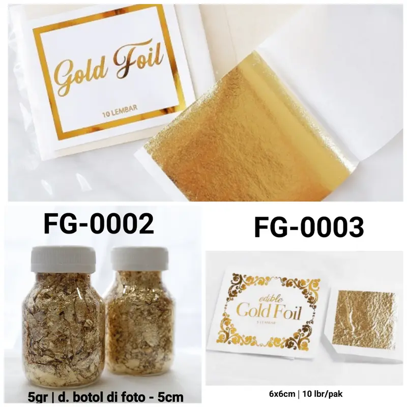 GR-FG GR-FS Hiasan kue kertas foil gold silver leaf flake 0
