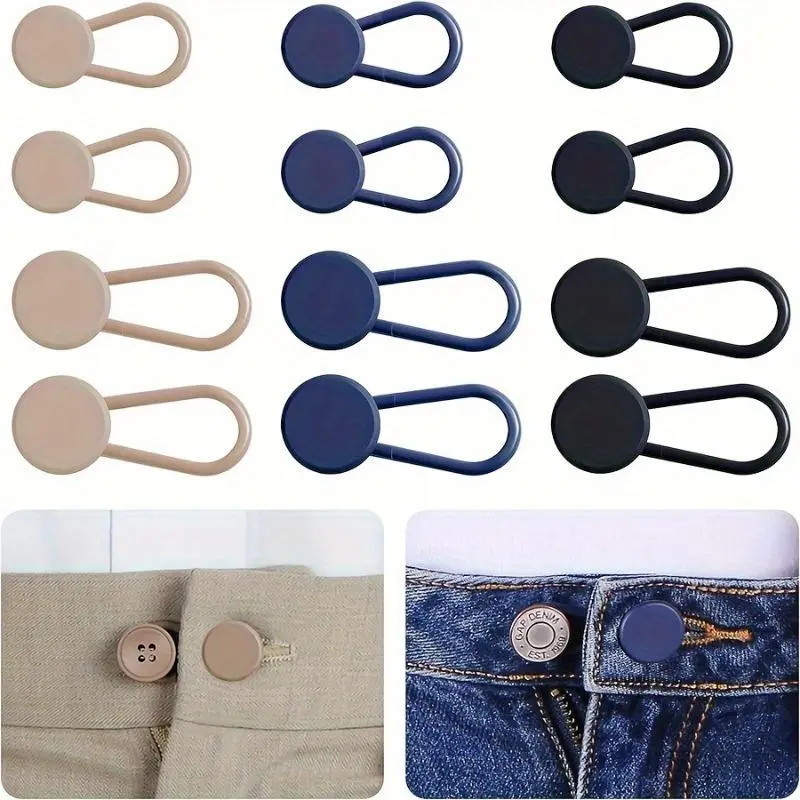 Silicone Button, 12pcs No Sew Instant Extender Button for Men and Women, Pants Waist Extension Button for Jeans Pants Collar 2