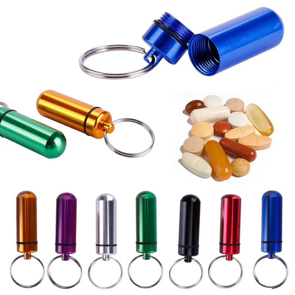 Hộp Đựng Thuốc Hộp Đựng Chai, Tiện Lợi, Hộp Nhôm Chống Nước, Có Móc Chìa Khóa, Hộp Đựng Thuốc, Lô # 273518, 1 Cái