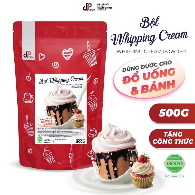 Bột Whipping Cream DP FOOD 500G - Làm topping đồ uống, kem tươi, bánh kem, bông kem dạng xịt,...