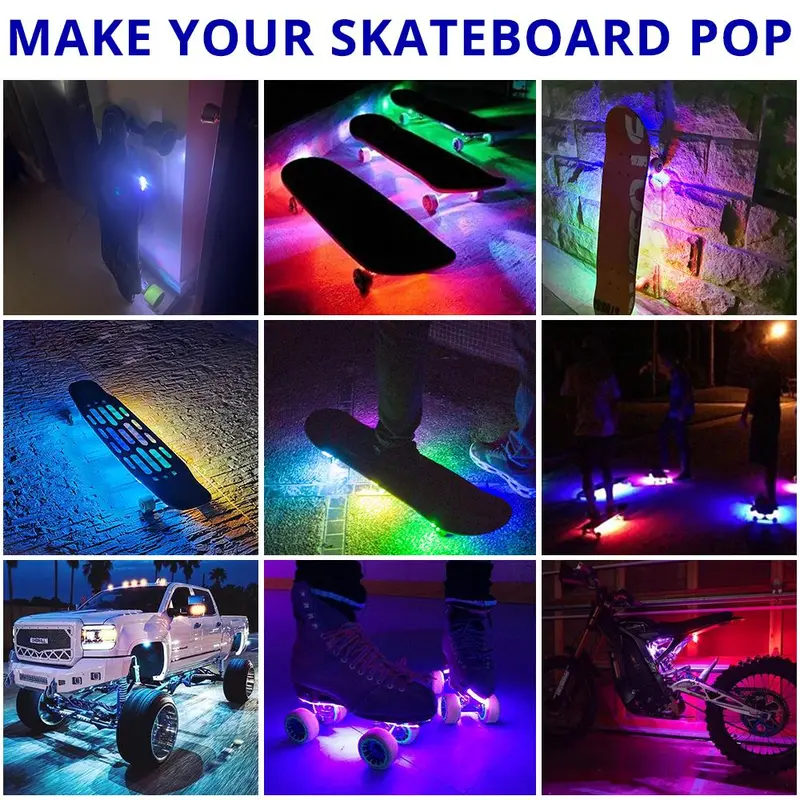 RGB Color Remote Control LED Decoration Light,1 Set USB Rechargeable LED Light, Waterproof Mini LED Light for Car, Motorcycle, Bike, SUV, Pickup 3