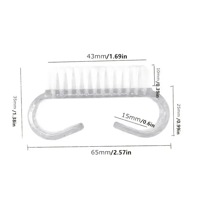 2pcs Random Color Nail Cleaning Brush, Plastic Dust Clean Brush, Soft Pedicure Rectangular Head Clear Nail Manicure Tool 1