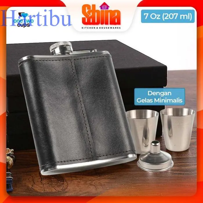 Botol Minuman Model Eropa Vintage Hip Flask Stainless Steel 7Oz